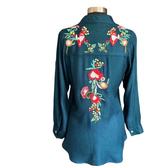 A&A Clothing Inc Button Down Shirt Heavily Embroidered Boho Contemporary SMALL - Picture 3 of 9